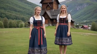 Молодая деревенская ИИ пышка впервые увидела негров и отдается в две дырки